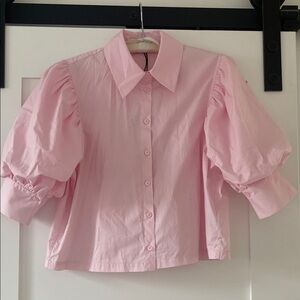 ZARA Pink Short Puff Sleeve Blouse, Size Small